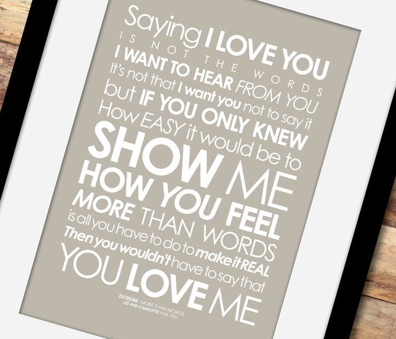 Fans Of Extreme More Than Words Lyrics Print Option To Add Personalised Message Digital File Print Or Framed Free Delivery