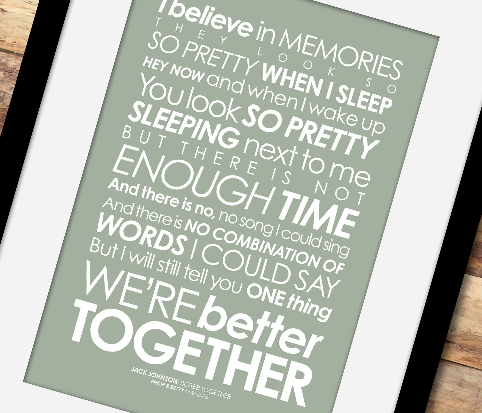 Jack Johnson Better Together Lyrics Print Add Personalised Etsy Jack Johnson Better Together Lyrics Print Add Personalised Etsy