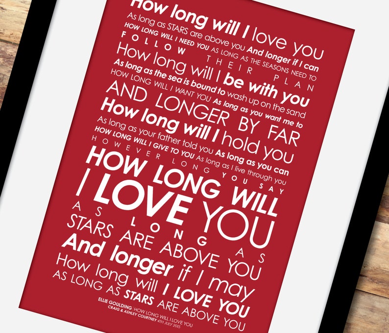 Ellie Goulding How Long Will I Love You LYRICS print. With Etsy Ellie Goulding How Long Will I Love You LYRICS print. With Etsy