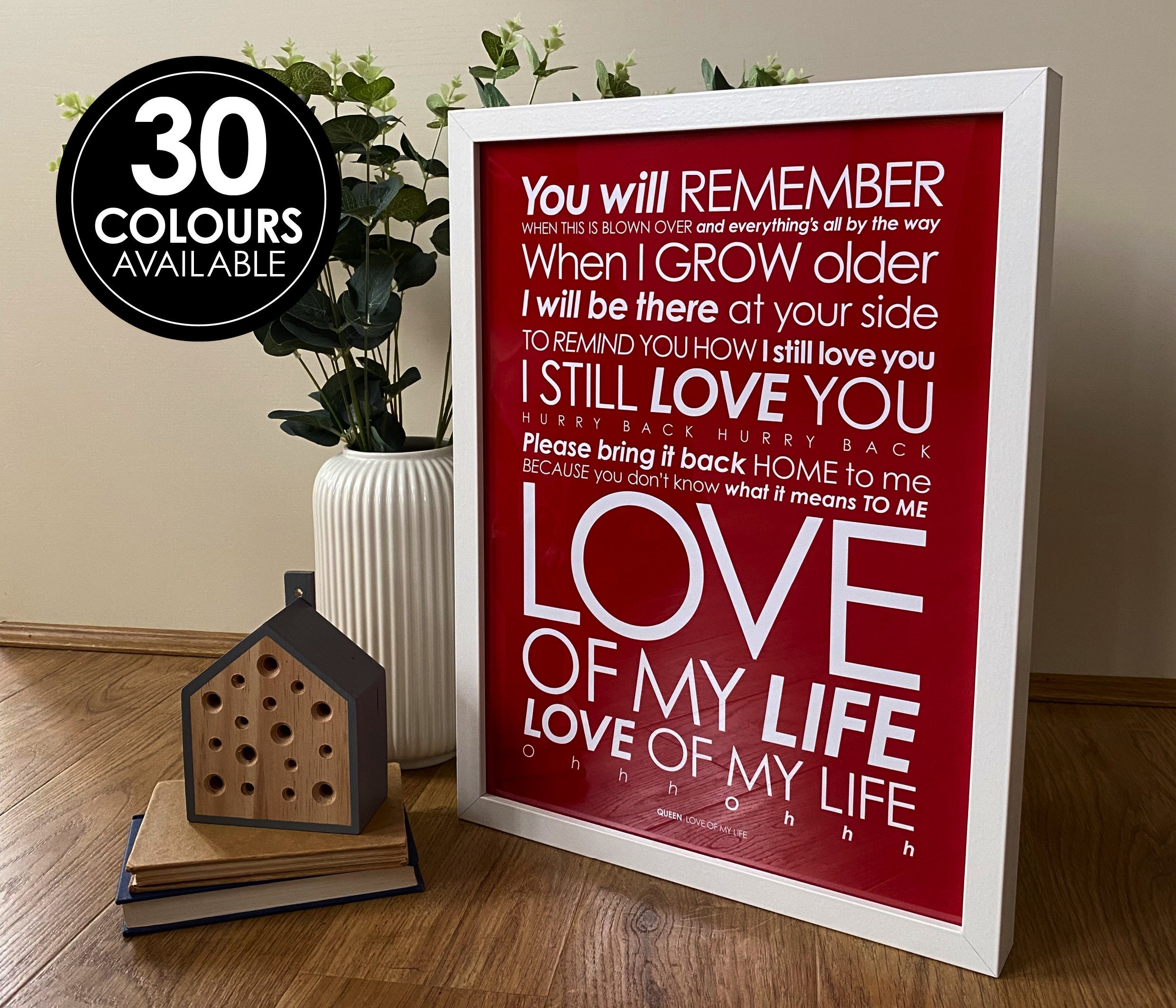 Love of My Life Queen Lyrics Print. Available in a Variety 