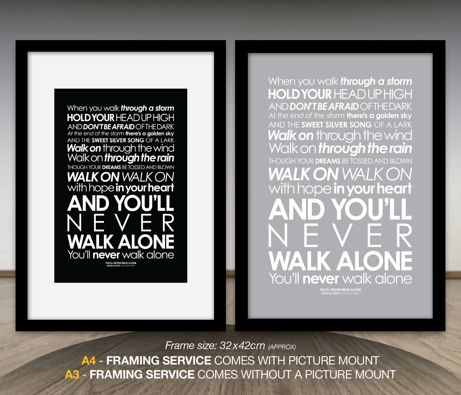 Youll Never Walk Alone LYRICS Print. With Personalised Etsy UK