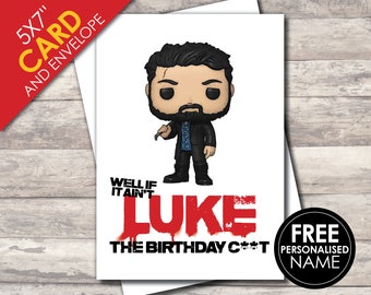The C word PERSONALISED name birthday card | Butcher | Boys | Choice of spelling: C**T or CUNT | 5x7" 250gsm Matt card | Distressed style