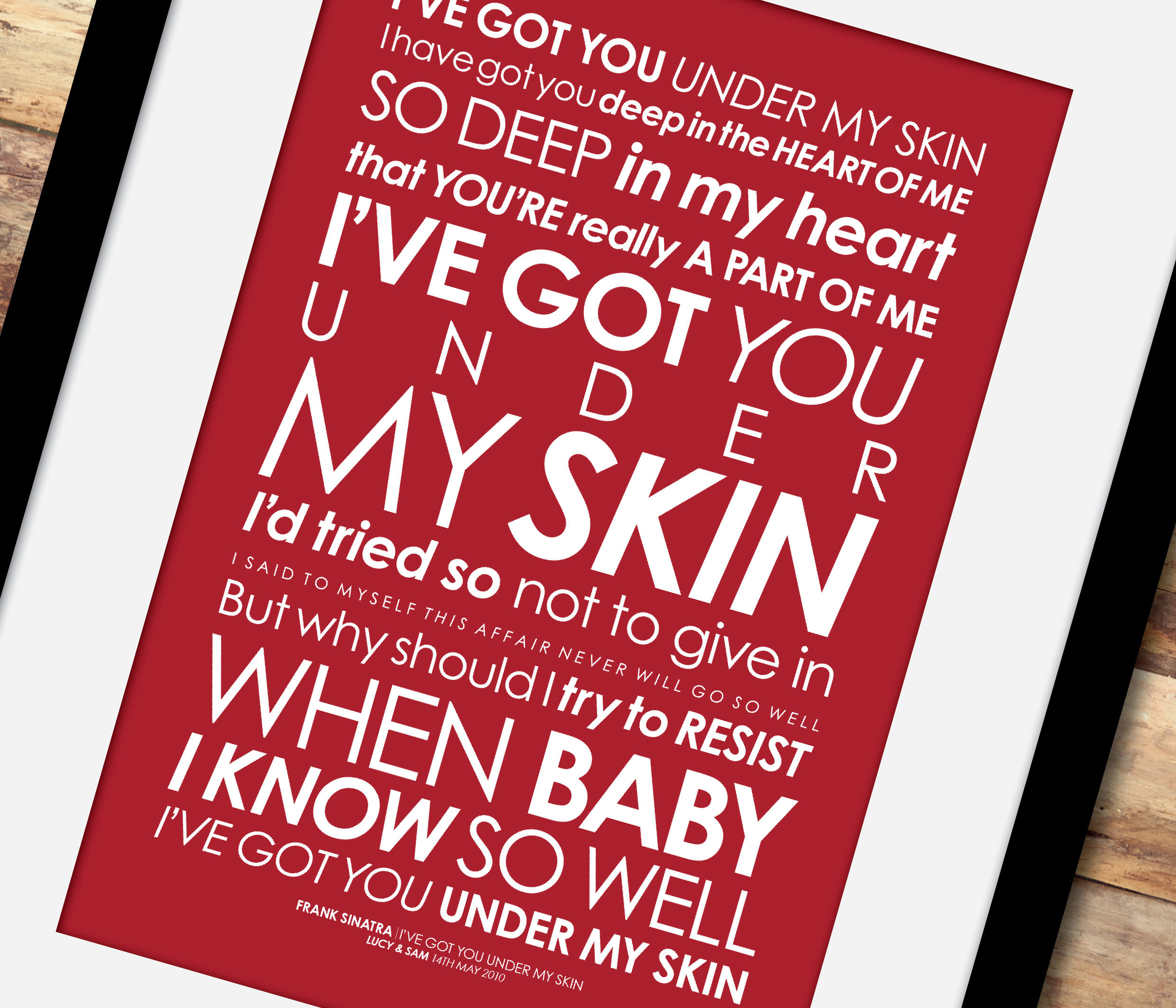 Frank Sinatra I've Got You Under My Skin LYRICS print. Etsy