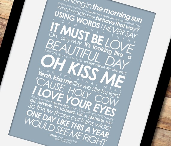 Fan Of Elbow One Day Like This Lyrics Print Add A Etsy