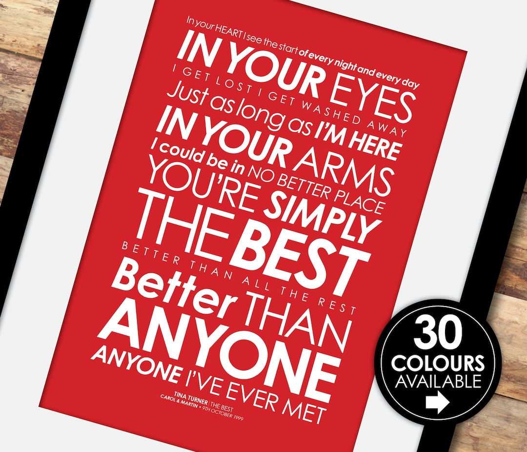 Tina Turner Bonnie Tyler the Best LYRICS Print You're Simply the Best