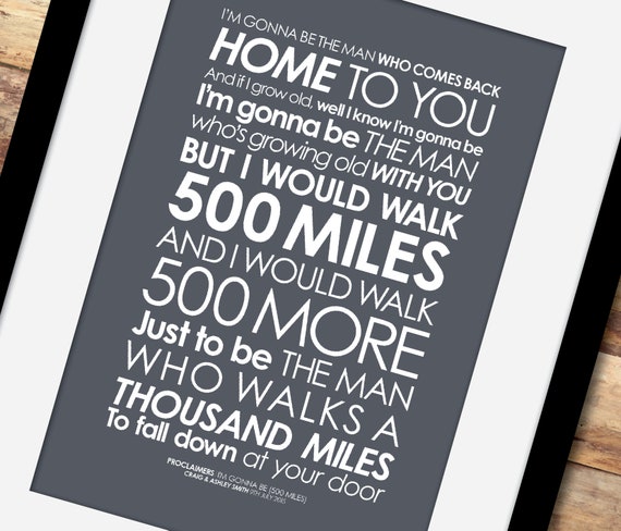 Proclaimers Fan Im Gonna Be 500 Miles Lyrics Print Etsy