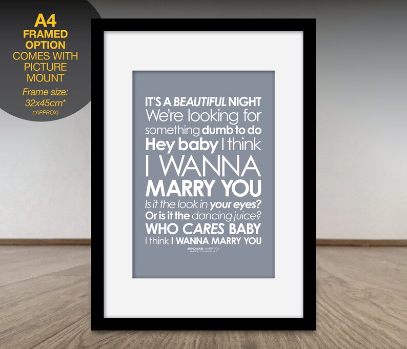 Leap Year Wedding Proposal. Bruno Mars Marry You LYRICS Etsy UK