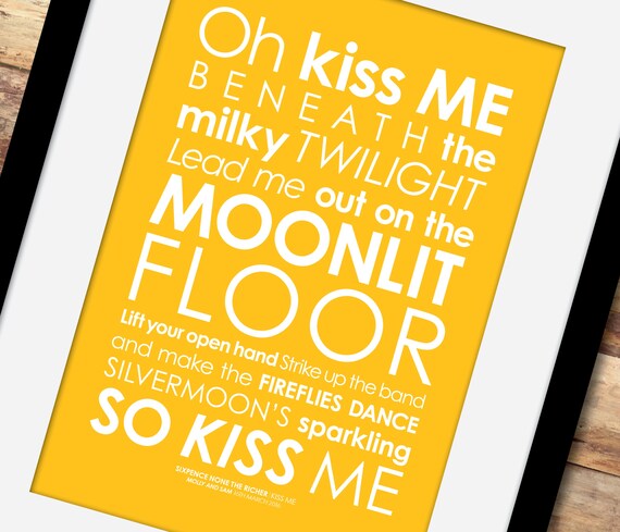 Sixpence None The Richer Kiss Me Lyrics Print With Etsy