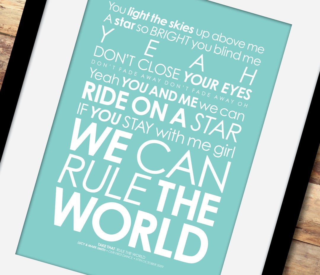 Take that rule the world lyrics print 1st verse option to add