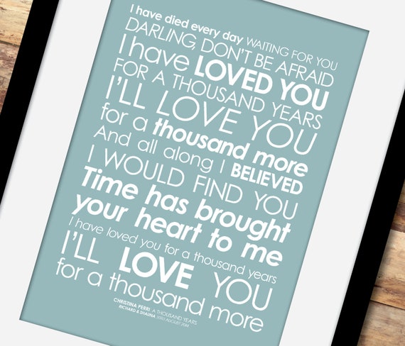 Christina Perri Loved You For A Thousand Years Lyrics Print Etsy Christina Perri Loved You For A Thousand Years Lyrics Print Etsy