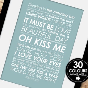 Gallery wall art print | One day Like This LYRICS | Optional PERSONALISED MESSAGE | 1st Dance, Paper Anniversary, Kiss me, Our song, Love