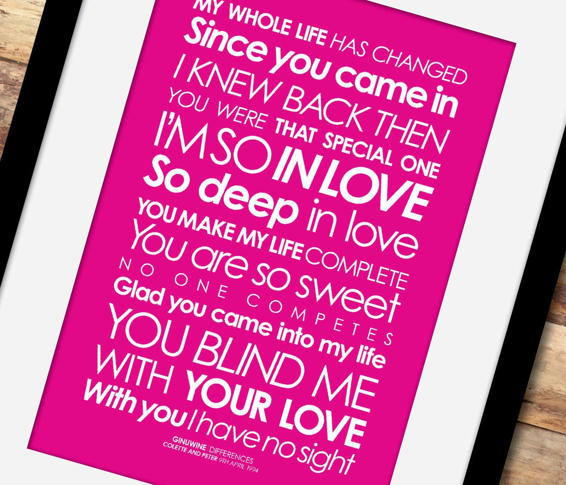 Ginuwine Differences LYRICS print. With PERSONALISED ...