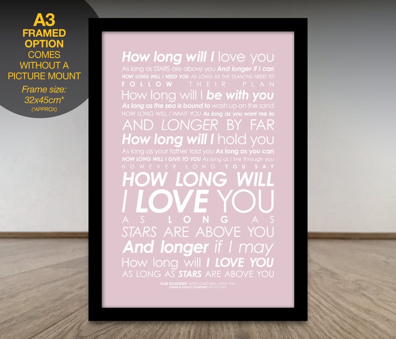 Ellie Goulding How Long Will I Love You LYRICS Print. With Etsy UK Ellie Goulding How Long Will I Love You LYRICS Print. With Etsy UK