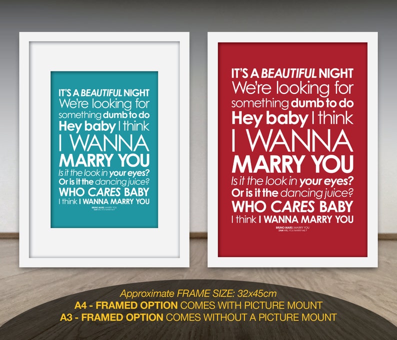Leap Year Wedding Proposal. Bruno Mars Marry You LYRICS Etsy UK