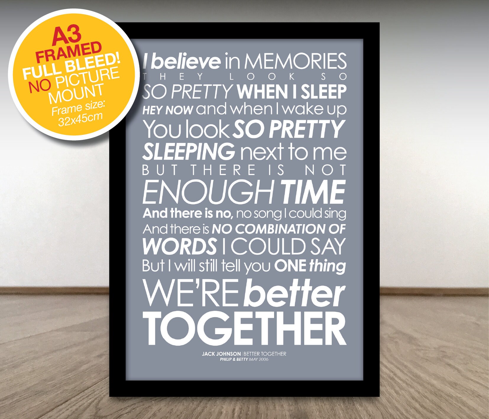 Jack Johnson Better Together LYRICS Print. Add PERSONALISED - Etsy UK