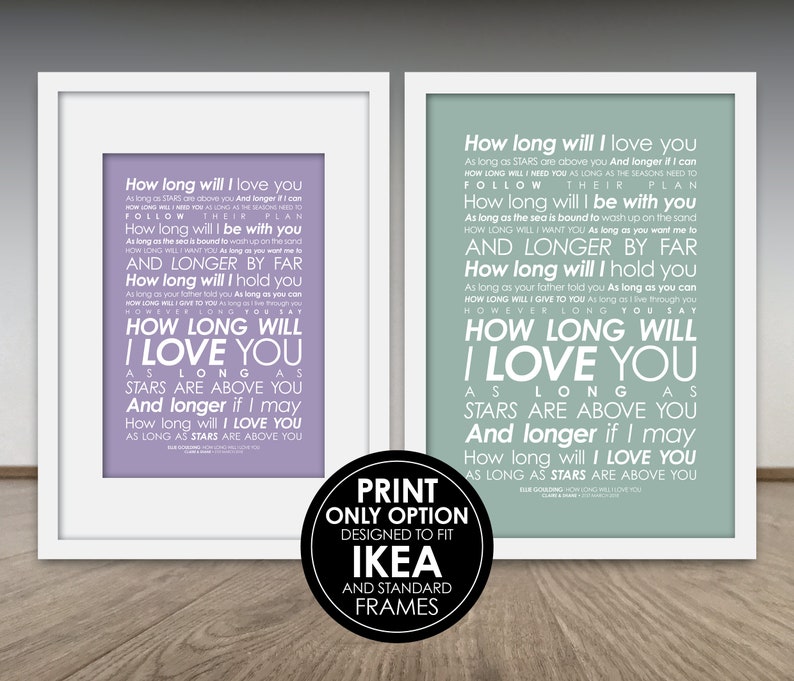Ellie Goulding How Long Will I Love You LYRICS Print Free Etsy UK