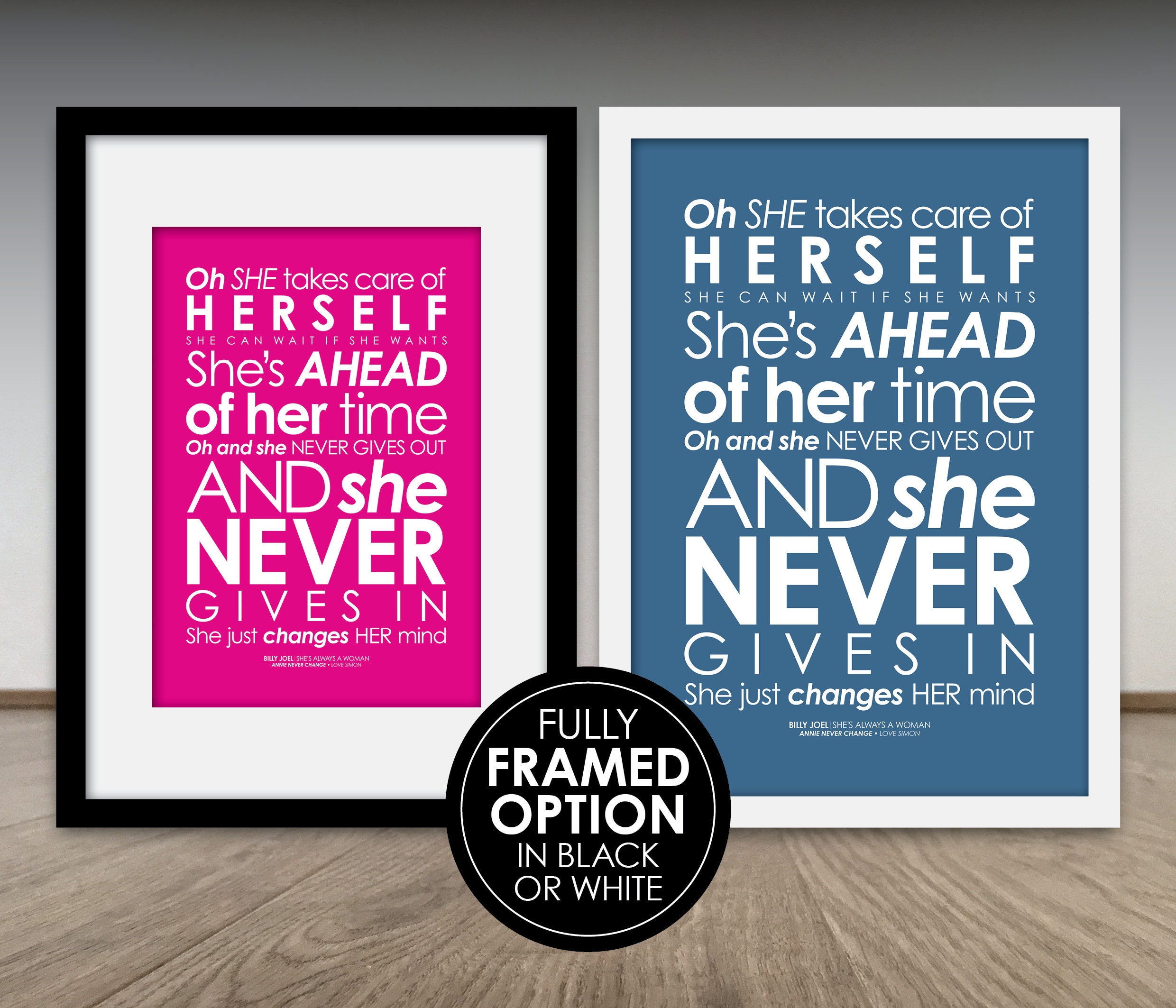 Billy Joel Poster She S Always A Woman Lyrics Typography - Anynee