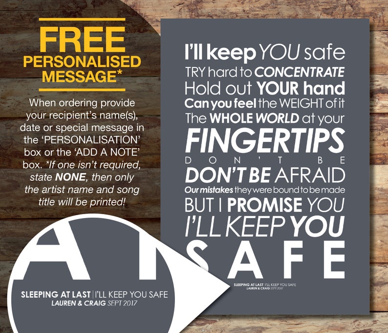 Sleeping At Last I'll Keep You Safe LYRICS print. Option | Etsy