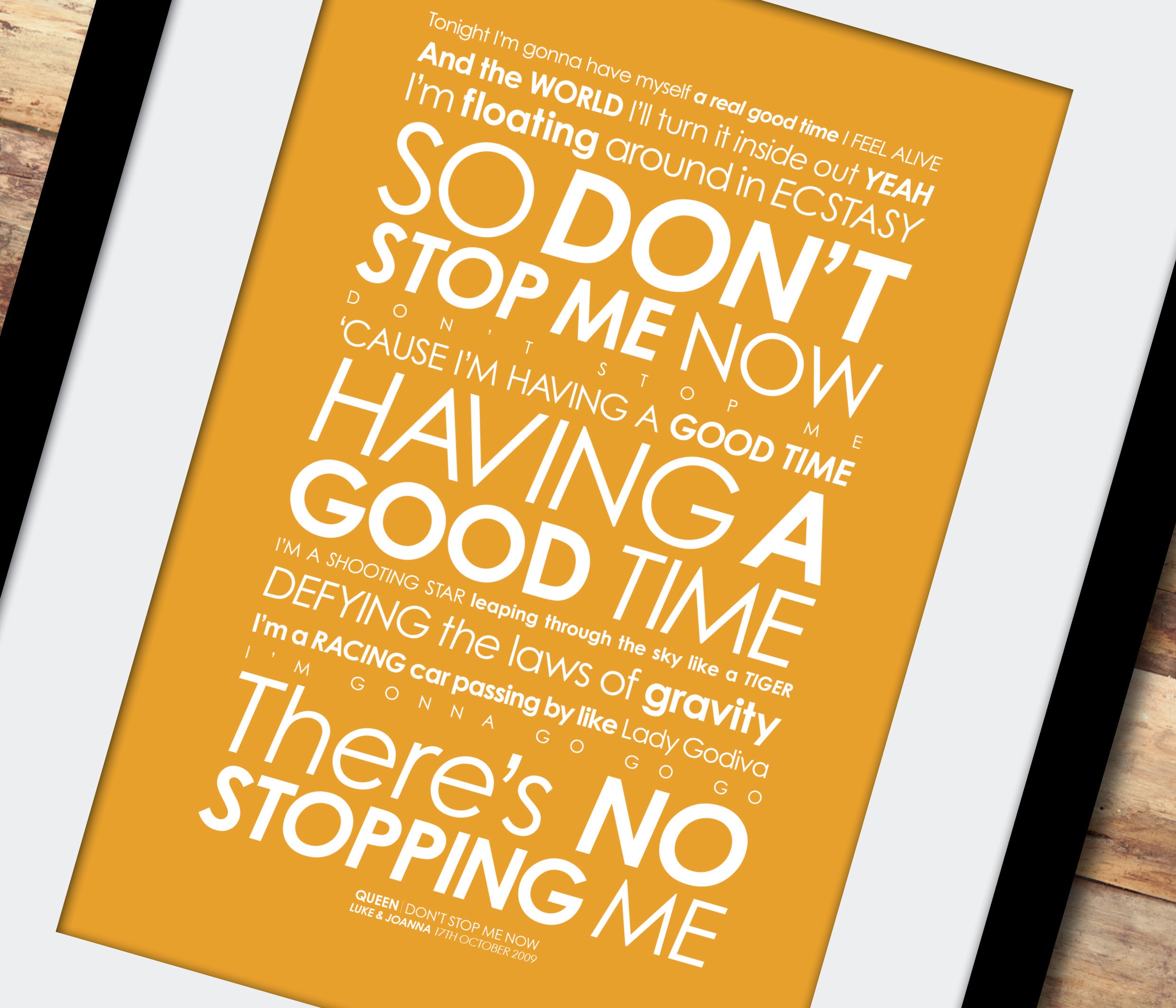 Don't Stop Me Now Queen Poster Song Lyrics Print 