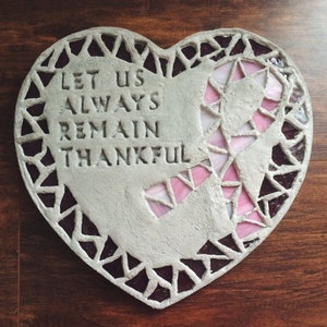 personalized garden stepping stone with mosaic glass custom image (heart) cancer awareness ribbon