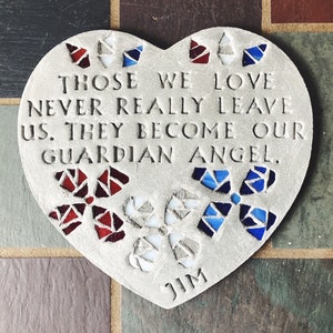 Trittstein mit Mosaikglas Blumen (Herz)America