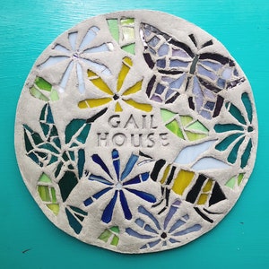 personalized garden stepping stone with mosaic glass custom images (large) garden