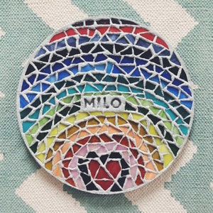 personalized garden stepping stone with mosaic full glass (large) rainbow