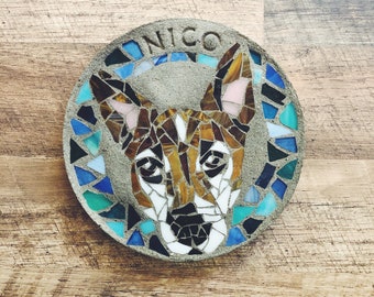 personalized garden stepping stone with mosaic glass image (SMALL) pet memorial
