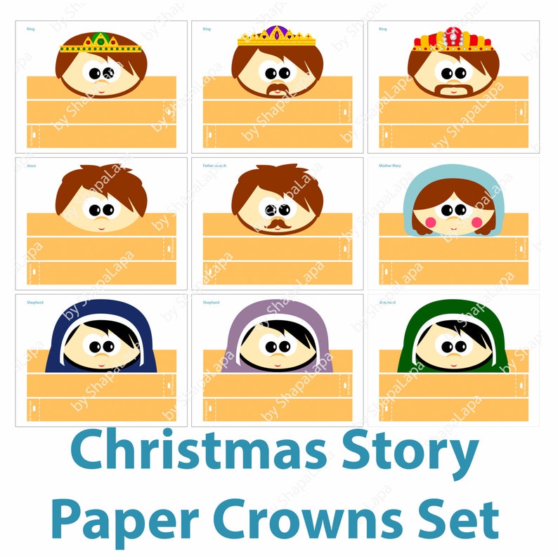Digital Diy Home Theatre Set Christmas Story Paper Crowns Set Nativity Scene Party Hats Crowns Party Decor Jewellerymilad Com