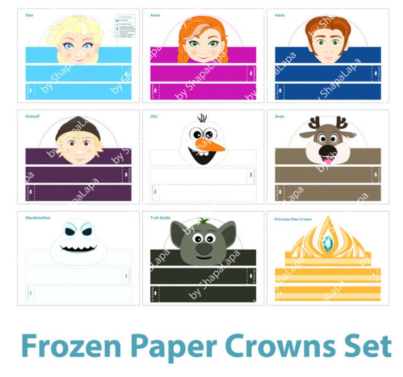 Frozen Paper Crowns Set. 9 DIY Crowns Template. Frozen Photo Etsy