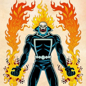 Ghost Rider / Johnny Blaze, Signed 11 x 17 Color Print by Darryl Young