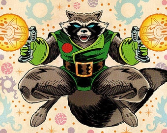 Rocket Raccoon, Signed 11 x 17 Color Print by Darryl Young