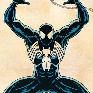 Signed Black Suit Spider-Man Art Print: Symbiote, Darryl Young 11x17