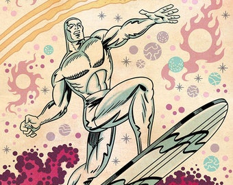 Silver Surfer, Signed 11 x 17 Color Print by Darryl Young