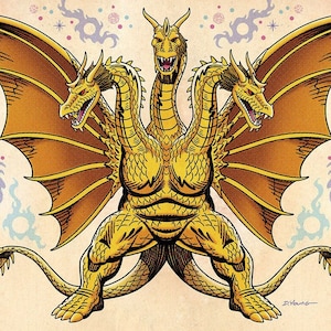 King Ghidorah / Monster Zero, Signed 11 x 17 Color Print by Darryl Young