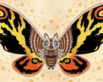Mothra, Signed 11 x 17 Color Print by Darryl Young