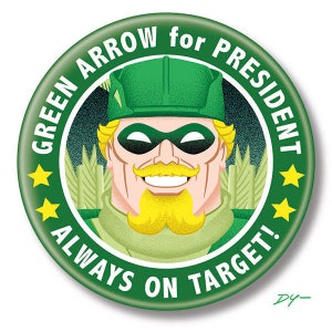 Green Arrow for President, 2.25" inch Button, Pin, Pinback, Badge