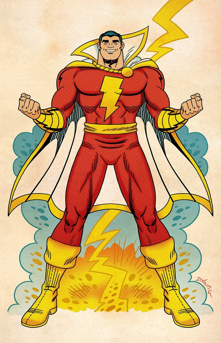 Captain Marvel / Shazam, Signed 11 X 17 Color Print by Darryl