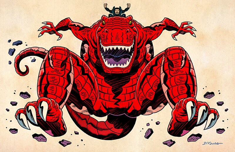 Devil Dinosaur and Moon Boy, Signed 11 X 17 Color Print by Darryl
