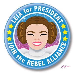 Leia for President, 2.25&quot; inch Button, Pin, Pinback, Badge