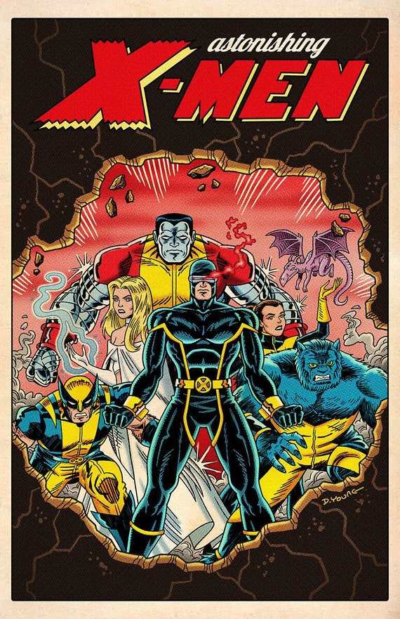 Signed Astonishing X-men Print: Cyclops, Wolverine, Beast (11x17