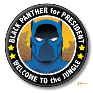 Black Panther for President, 2.25&quot; inch Button, Pin, Pinback, Badge