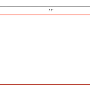 May include: A white rectangle with a red border, measuring 17 inches by 11 inches.