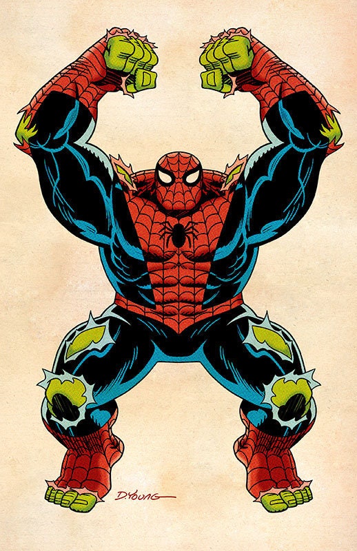 Spider-hulk Art Print: Signed Comic Book Superhero Mashup (11x17