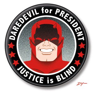 Loungefly Official Marvel Daredevil Superhero Logo Iron-On Applique Patch – 3" Diameter – Embroidered, Red, Made In USA