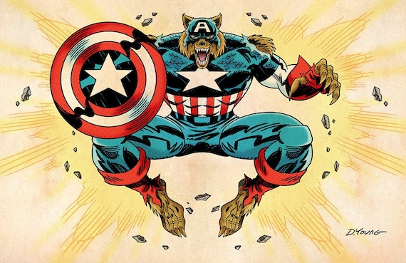 Cap Wolf / Captain America, Signed 11 X 17 Color Print by Darryl