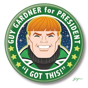 Guy Gardner for President, 2.25&quot; inch Button, Pin, Pinback, Badge
