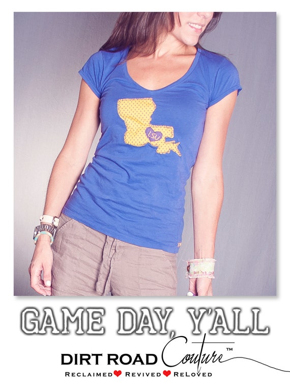Items similar to Hand Sewn Custom Game Day Tees / GEAUX TIGERS / Dirt Road Couture on Etsy