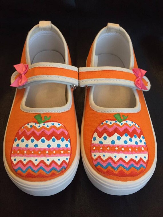 Fall Pumpkin Shoes Hand painted Mary Janes Etsy