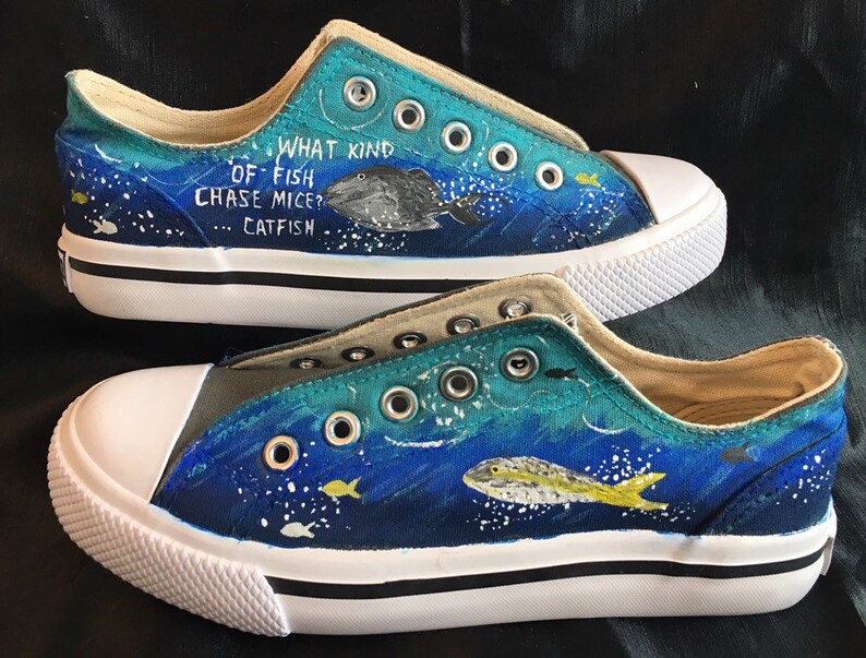 Hand Painted Fish shoes Etsy